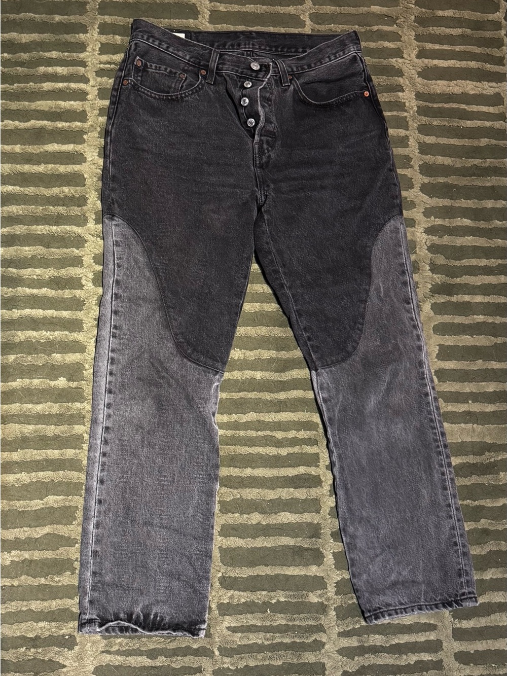Levi’s Two-Tone Black/Grey Patchwork Straight-Leg Jeans